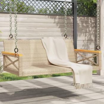 Banco columpio de ratán sintético beige 109x62x40 cm en polyrattan