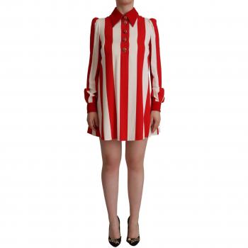 Dolce & Gabbana White Red Stretch Mini Shirt Gown Dress - IT40|S, Multicolor, Size: XS