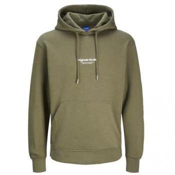 Jack & Jones Vesterbro Printed Hoodie for Men - Size L in Kalamata Green