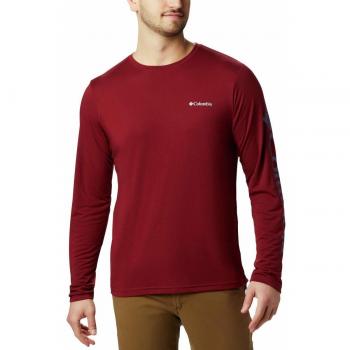Columbia Miller Valley Long Sleeve Graphic tee Playeras, Hombre, Red Jasper, Dark Mountain, S