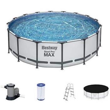 Piscina Bestway Steel Pro Max Ø 488 cm, Set Completo con Filtro, Altura 122 cm