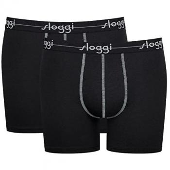 Sloggi Men's Start Black Cotton Boxer Shorts (Pack of 2)