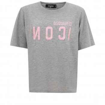 Dsquared2 Short Sleeve Logo T-shirt for Women - Gray - Size XS