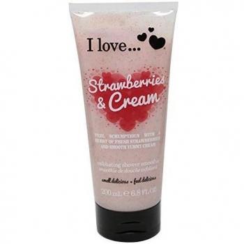 I Love Strawberries & Cream Exfoliating Shower Smoothie with Natural Almond Shell 200ml