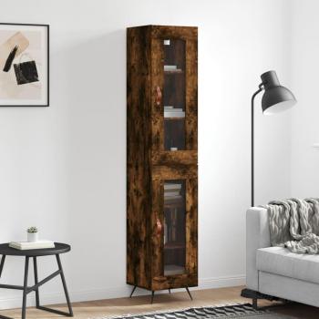 Aparador de madera contrachapada roble ahumado 34,5x34x180 cm multicapa