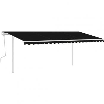 Toldo manual retráctil con postes gris antracita 5x3,5 m
