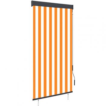Estor enrollable de exterior blanco y naranja 80x250 cm