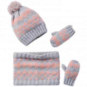 Vertbaudet - Set de bufanda, gorro y guantes - para niña gris Gris clair/motif