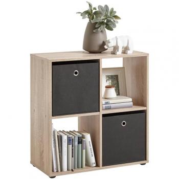 Estantería con 4 compartimentos color roble FMD Beige, dimensiones 70 x 71,5 x 33 cm
