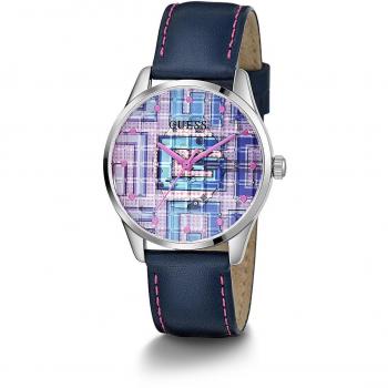 Guess Clearly G Block GW0480L1 Reloj para Mujer de Piel con Correa Azul, 36mm