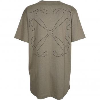 Off-White Men's Cotton Crew-Neck T-Shirt in Green | Size Medium | OMAA027F23JER008 Color 6110