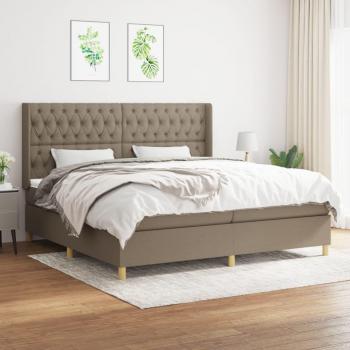 Cama box spring de muelles con colchón en tela gris taupe 200x200 cm Tortora vidaXL