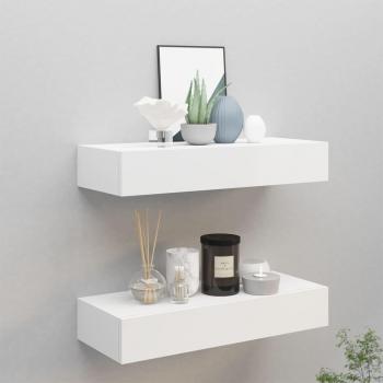 vidaXL Wall-mounted Drawer Shelves 2 pcs White 60x23.5x10cm MDF