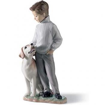 Figura decorativa de porcelana Lladró - Niño con Perro Mi amigo más fiel