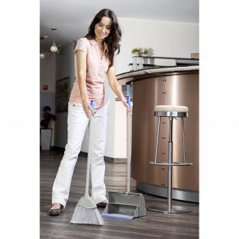 Spontex Set Recogedor y Escoba con Sistema Abre-Cierre Automático, Azul, Mediano