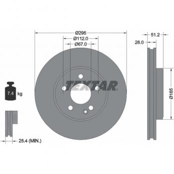 Disco de freno TEXTAR 92241603, ventilado, frente, 1 pieza