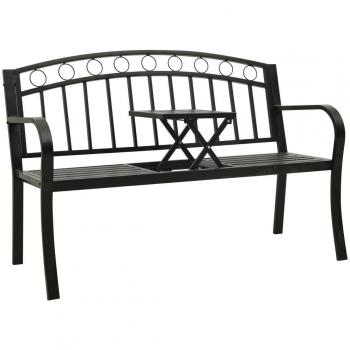 Black Steel Garden Bench with Table 49.2