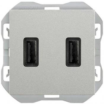 Cargador Simon 270 USB doble 2,1A Tipo A+A Aluminio