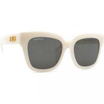 Balenciaga BB0237S 004 55 White/Grey Sunglasses, Female, Size: 55 MM
