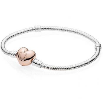 Pandora Moments Pulsera de Joyería para Mujer con Cierre de Corazón y Diseño Cadena de Serpiente 58071917