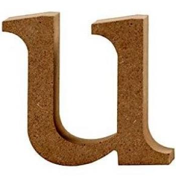 Letra U de MDF, 8,5 cm de altura, 2 cm de grosor, 1 pieza
