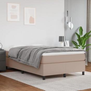 Cama box spring con colchón de cuero sintético capuchino 120x190 cm