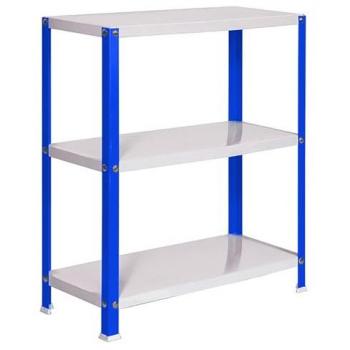 Estantería Metálica SimonRack, Almacenaje de Acero, 900x800x400 mm, 3 Baldas, Soporta 100 kg de Punto Flexión por balda, Color Azul/Blanco
