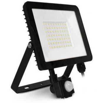 Foco Proyector LED Plano con Sensor 50W 4000lm IP65 Negro Blanco Día 6000K