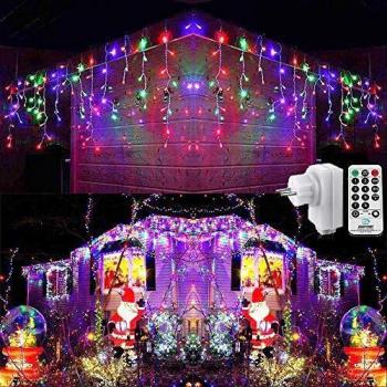 Geemoo Cortina Luces Navidad Exterior, 9M 360 LED Guirnaldas Carámbano luces Prolongable, Cadena Luces de Navidad Decoración para Navidad Fiestas Casa Jardín Habitación Patio Balcón