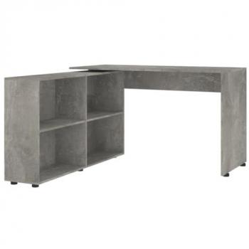 Escritorio de esquina de madera contrachapada gris hormigón 694629