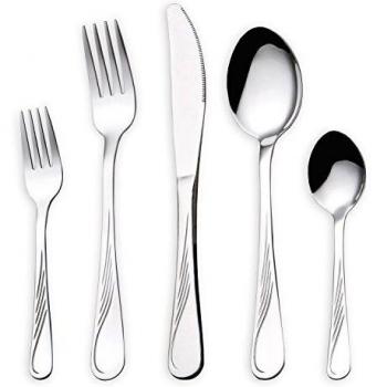HOMQUEN Set de Cubiertos de Acero Inoxidable de 30 Piezas, Cubiertos de Platería, Cuchillos, Tenedores, Cucharas, Set para 6 Personas
