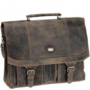Mochila Harold's Antic Heritage de cuero natural, maletín Harold's Business de auténtico cuero bovino, cartera Harold's Antico de 40 cm en cuero marrón