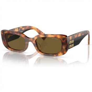 Miu Miu MU 08YS Col. VAU01T Women's Square Turtle Sunglasses, Trendy Rectangular Design, Havana-Honey Frame, Brown Color, Size: 51 MM
