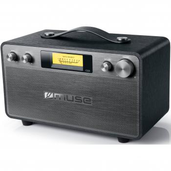 Altavoz Bluetooth Retro Muse M-670BT, 2 x 20W, NFC, Conexión Inalámbrica, Diseño de Madera y Metal