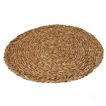 Salvamantel individual trenzado redondo de junco marino Ø40 cm color natural, versátil para mesa de comedor y cocina