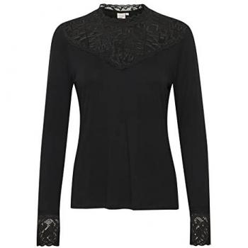 Slim Fit Black Long Sleeve Jersey Top for Women - XS
