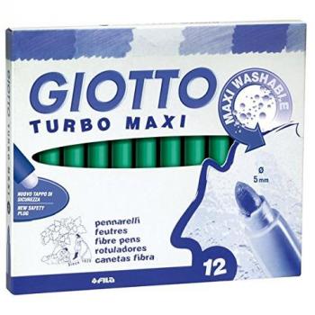 Rotuladores Giotto Turbo Maxi Verde Oscuro, Caja de 12 Unidades