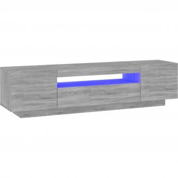 Mueble de TV con luces LED gris Sonoma 160x35x40 cm