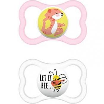 Chupete MAM Air 6+ en Silicona Skinsoft - Set de 2, Rosa con Custodia