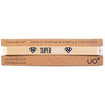 UO-Pulsera Estampado Supermama, Color Dorado