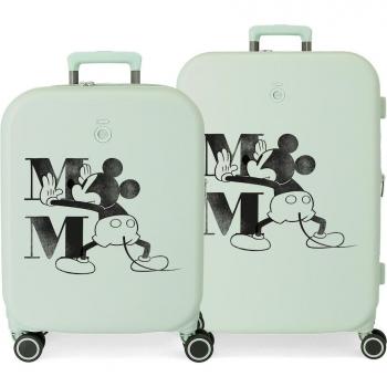 Disney Juego de Maletas 100 Happiness Mickey Verde ABS Rígida 55/70 cm Cabina y Mediana con Capacidad de 116L