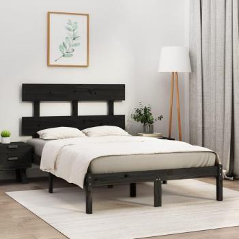 Estructura de cama de madera maciza negra 120x200 cm