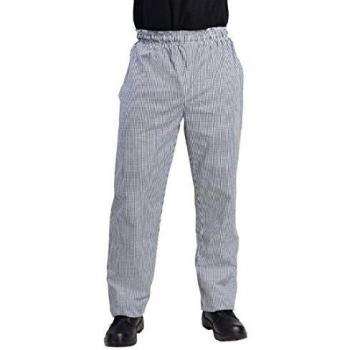 Pantalón de cocina unisex Vegas cuadros pequeños negros y blancos talla XS