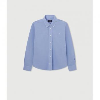 Camisa Piqué Teñida Azul Hackett London