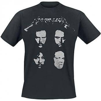 Metallica 4 Faces Men's Black T-Shirt - Official Band Logo, Sizes S to XXL