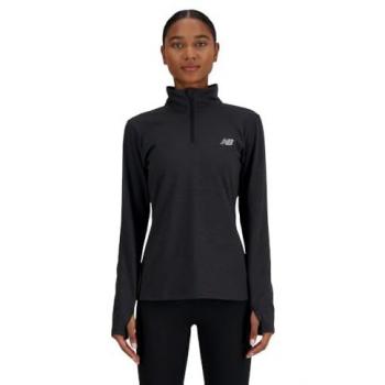 New Balance Women's Sport Essentials Space Dye Quarter Zip Long Sleeve Shirt - Black