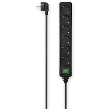 Regleta Inteligente Hama 6 Salidas AC con Interruptor, 1.4 m, Color Negro, Protección Schuko