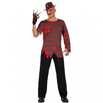 Disfraz del Asesino de Pesadilla a rayas para hombre - Disfraz para adultos, incluye dos piezas, talla XL, diseño multicolor