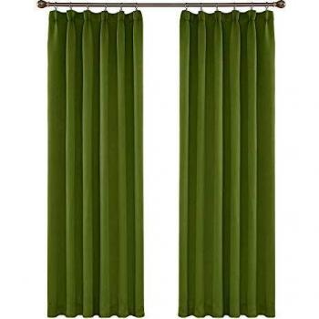 Amazon Brand - Umi Cortinas de Salón Térmicas Aislantes Dormitorio Decoración Ventanas para Habitacion Moderna Fruncido 2 Piezas 132x242cm Verde