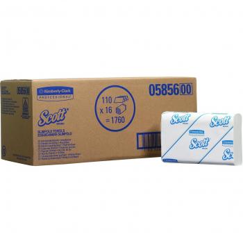 Scott Airflex Slimfold 5856 Folded Paper Hand Towels Single-Ply 29.5 x 19 cm 16 Packs of 110 Towels